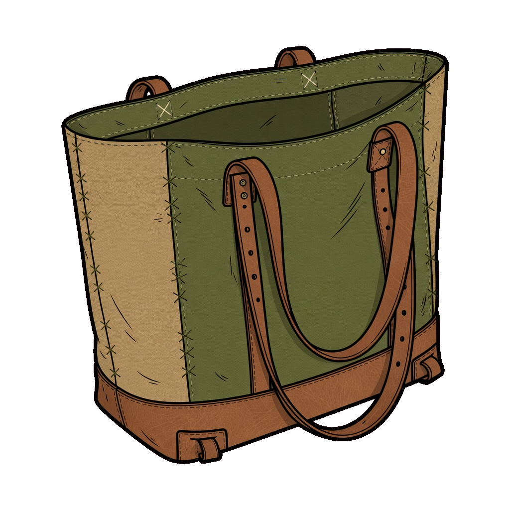 Canvas totes and shoppers on kraft